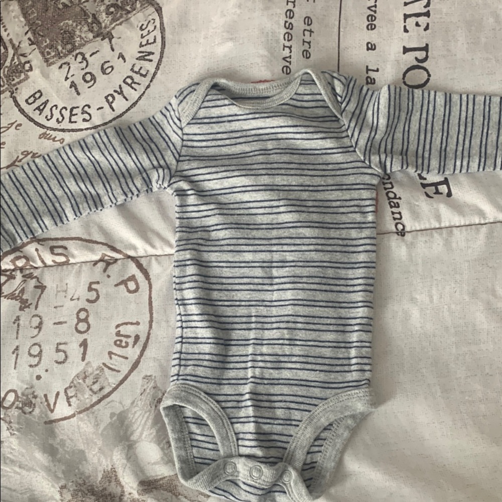 Child of Mine Blue and Gray Bodysuit with Stripes